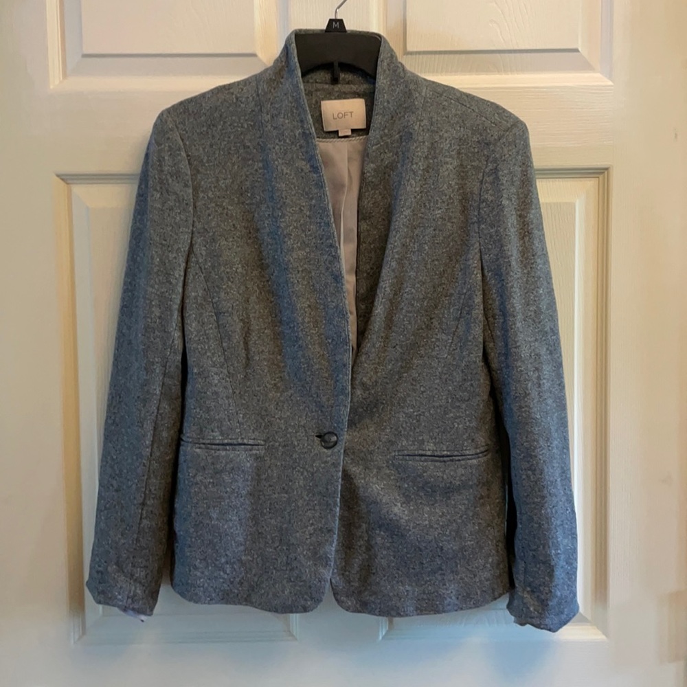 Loft Collarless Grey Blazer-Size M